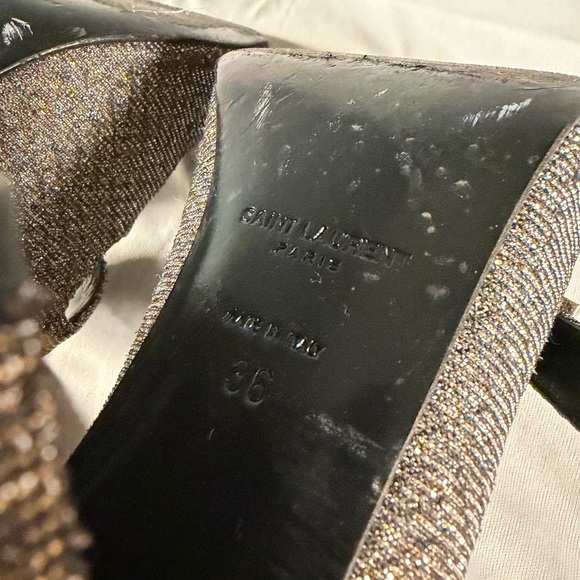 Saint Laurent Paris Women’s High Heels Disco Sparkle Silver / Gold Size 36 - Picture 9 of 12